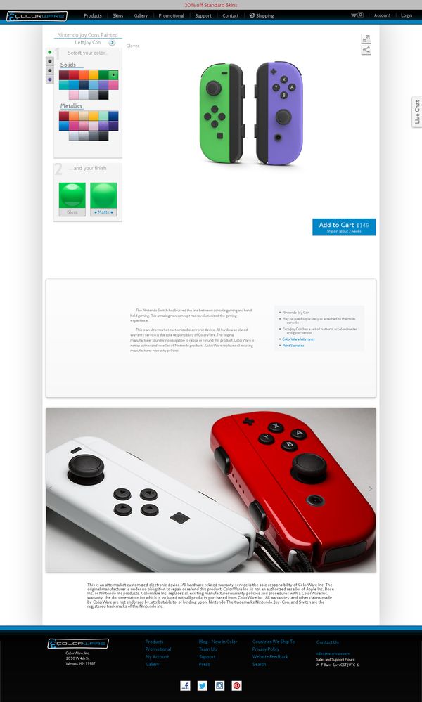 Custom Nintendo Joy Cons | Solid White (not metallic), matte, regular bumpers