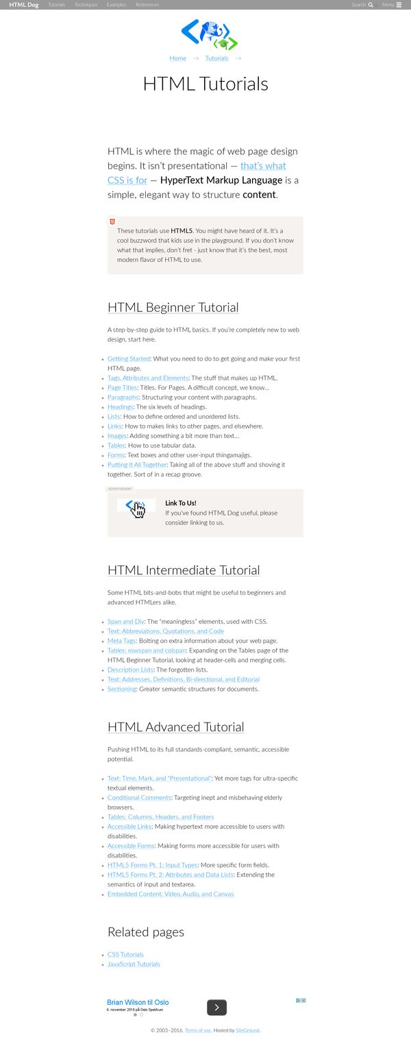 HTML Tutorials | HTML Dog