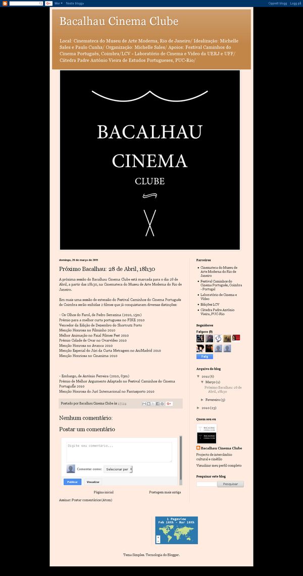 Próximo Bacalhau: 28 de Abril, 18h30 | Bacalhau Cinema Clube