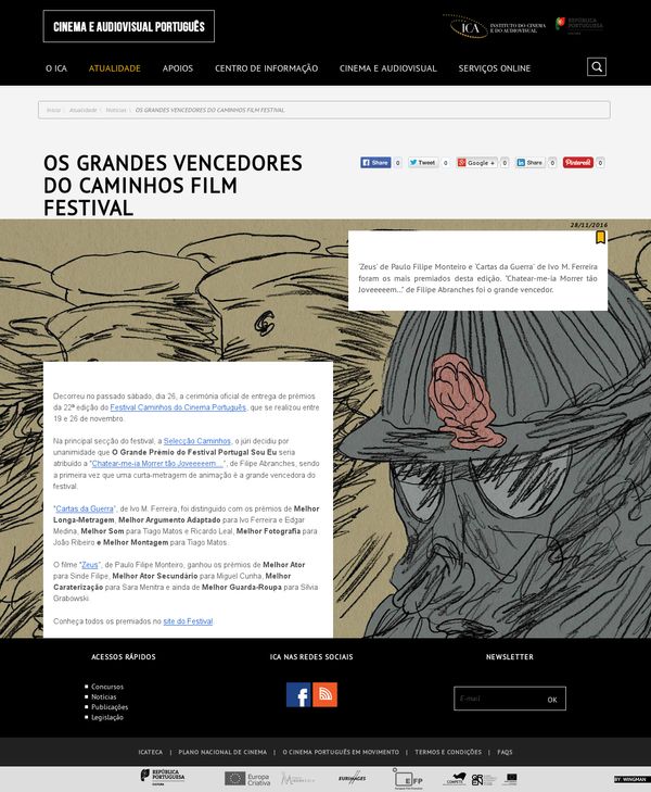 OS GRANDES VENCEDORES DO CAMINHOS FILM FESTIVAL - Notícias - ICA