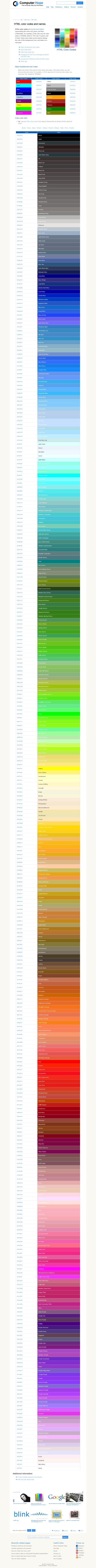 HTML color codes and names