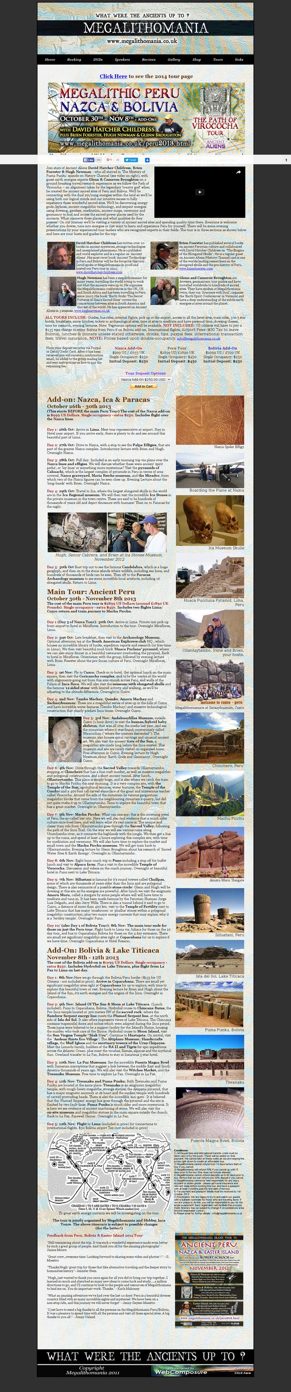 Megalithomania Peru, Nazca & Bolivia Tour November 2013