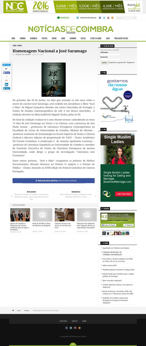 Homenagem Nacional a José Saramago | Notícias de Coimbra