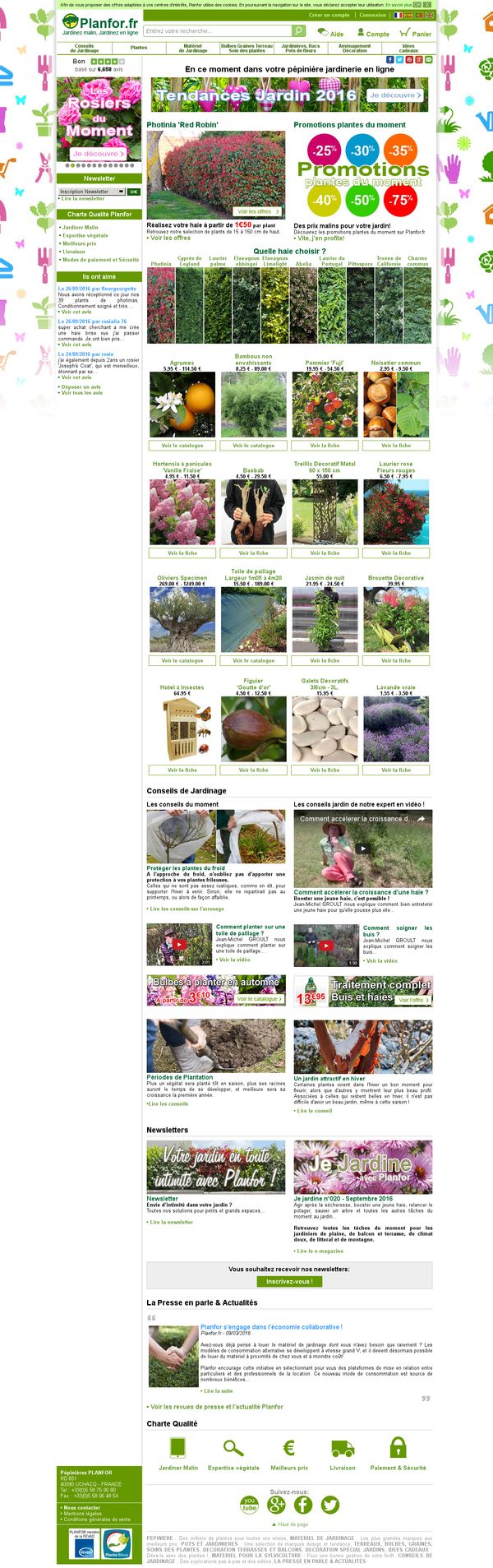Pépinière Jardinerie en ligne - Planfor