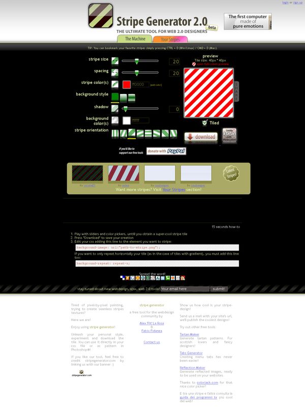 Stripe Generator - ajax diagonal stripes background designer