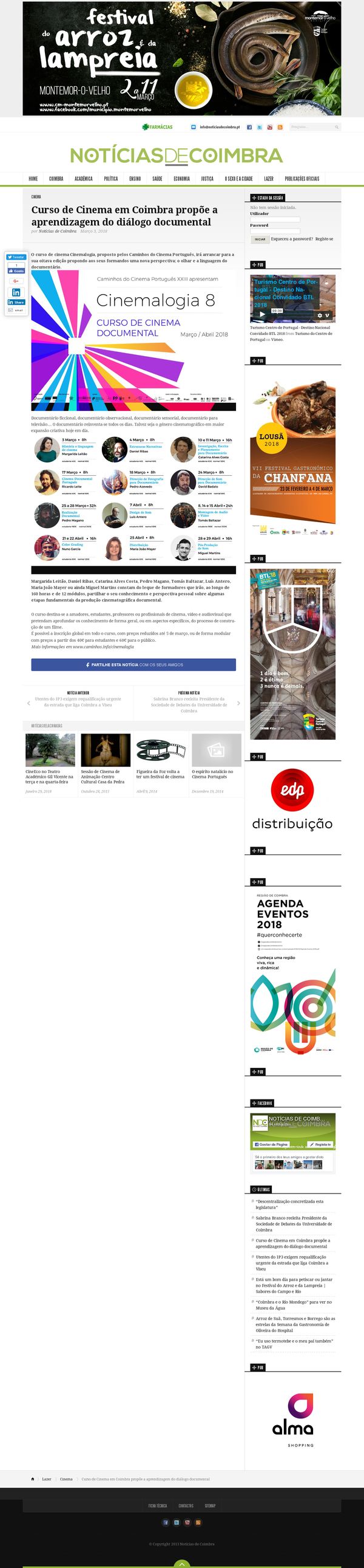Curso de Cinema em Coimbra propõe a aprendizagem do diálogo documental - Notícias de Coimbra