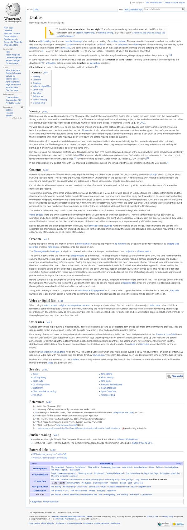 Dailies - Wikipedia, the free encyclopedia