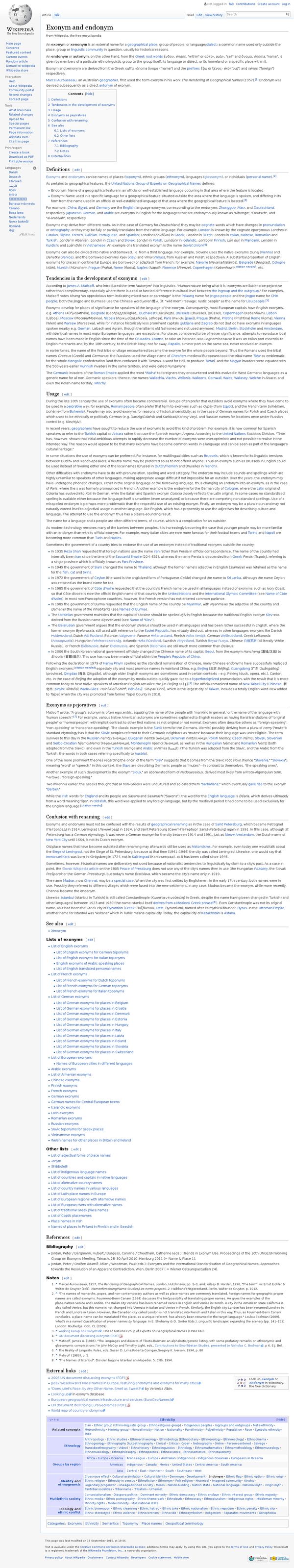 Exonym and endonym - Wikipedia, the free encyclopedia