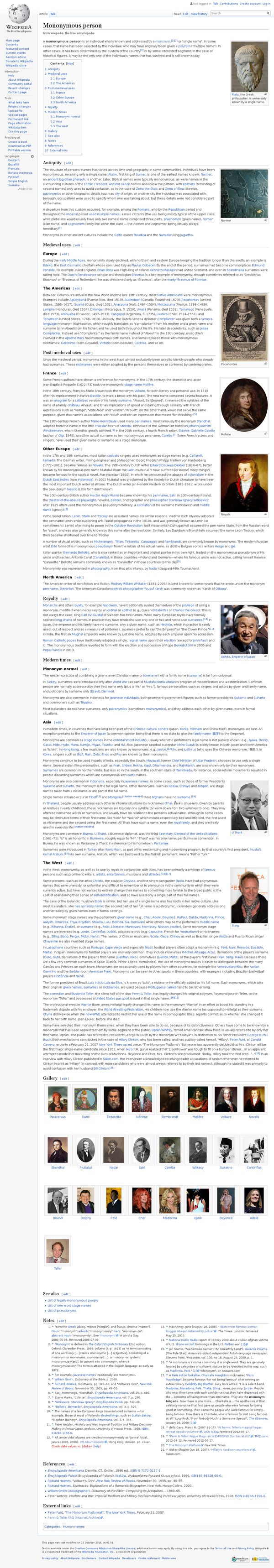 Mononymous person - Wikipedia