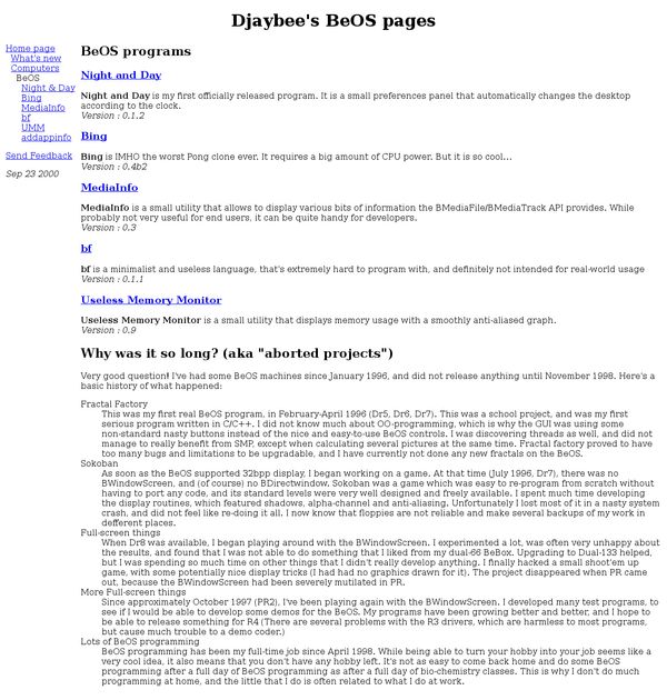 Djaybee's BeOS pages