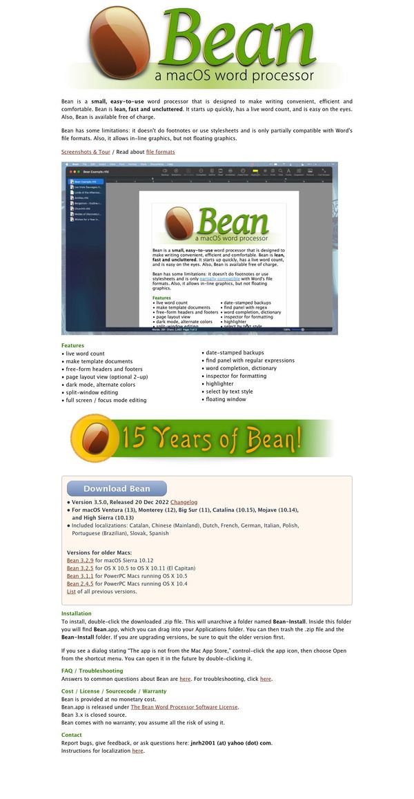 Bean: a macOS word processor