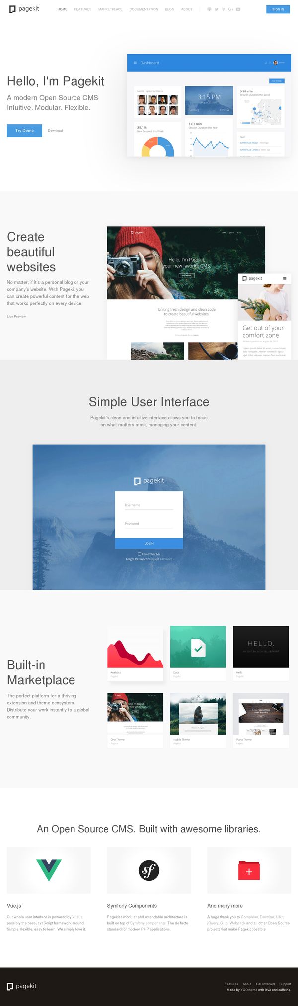 Pagekit | Pagekit - A new modern CMS to create and share - Intuitive. Modular. Flexible.